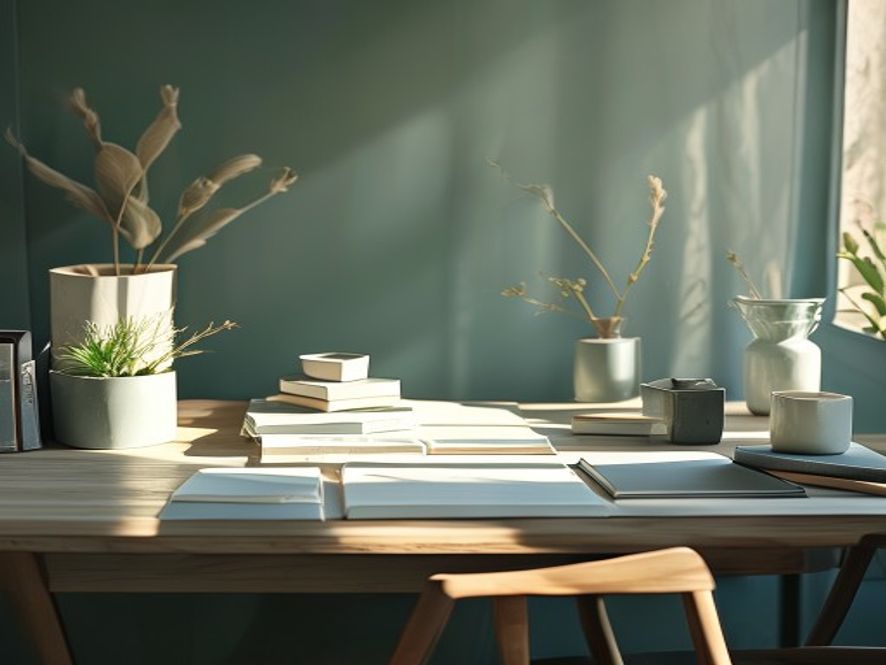 Minimalistisk oppstilling med fem elementer