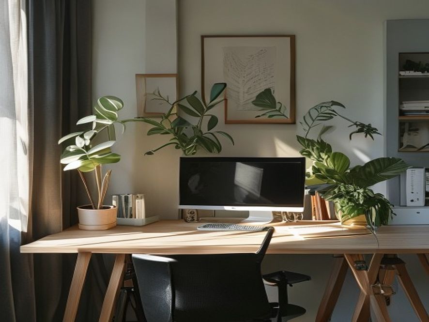 Organisert arbeidsrom med minimale elementer
